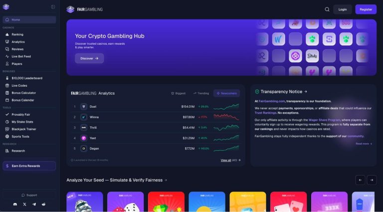 FairGambling Launches Crypto Casino Review And Analytics Platform With Provably Fair Tools And Extra Rewards FairGambling Launches Crypto Casino Review And Analytics Platform With Provably Fair Tools And Extra Rewards